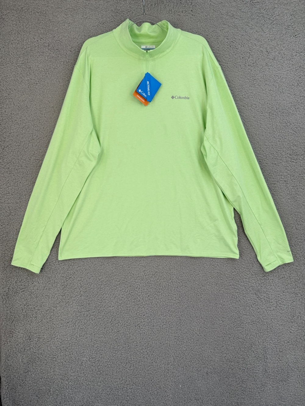 Columbia Tech Trail quarter zip Men’s 2XLT Light Lime Long Sleeve Omni Shade